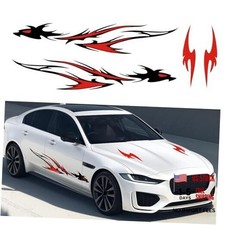 4Pcs 66'' Flame Graphics Stickers Car Body for Car Hood Sticker Side Red Tails