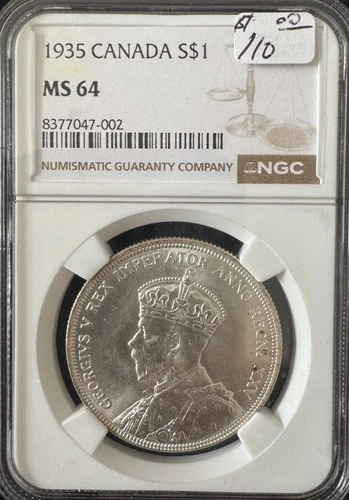 1935 Canada $1 Silver – NGC MS64 – King George V Dollar