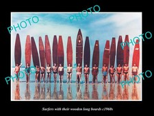Men With Their Wooden Surf Longboard c1960s Large Historic Old Photo