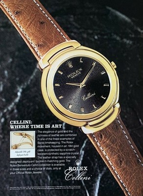 1992 ROLEX Cellini Gold & Leather Watch Where Time is Art Vintage PRINT AD