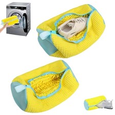 Shoe Washing Bag for Machine,Fluffy Fibers Keep 360  2PCS, Yellow