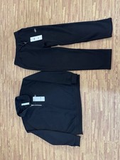 ALO Men's Black Cotton Blend Tracksuit Set M 1/4 Zip Sweatshirt  Pants Pockets