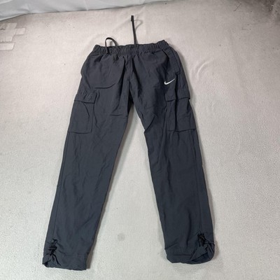 Nike Pants Mens Small Gray Woven Track Cargo Elastic Waist Hem Toggle Run 32x29