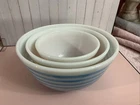 Pyrex Blue, Brown, Pink Striped Bowl Set Of Three 403,402,401 Look At Pictures