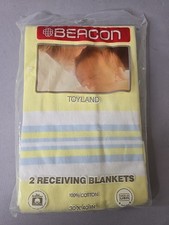 New 2 Vintage Beacon Baby Receiving Blankets 100 Cotton Thermal 30 X 40 In
