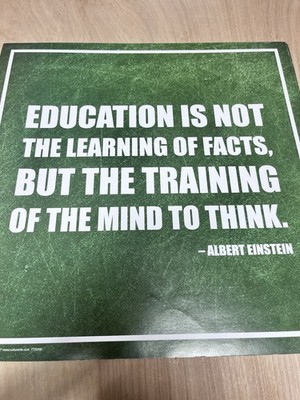Albert Einstein Quote Poster 12x12 Education Classroom Motivational Art