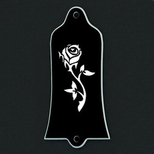 GUITAR TRUSS ROD COVER Custom Engraved - Fit USA GIBSON - ROSE Flower Vine Black