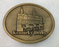 VINTAGE Brass Kentucky Derby Belt Buckle Collectible Horse Lovers