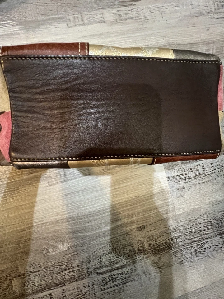 Coach Holiday Patchwork Demi Hobo Handbag Suede Signature Small Mini Purse Y2K - Image 2 of 4