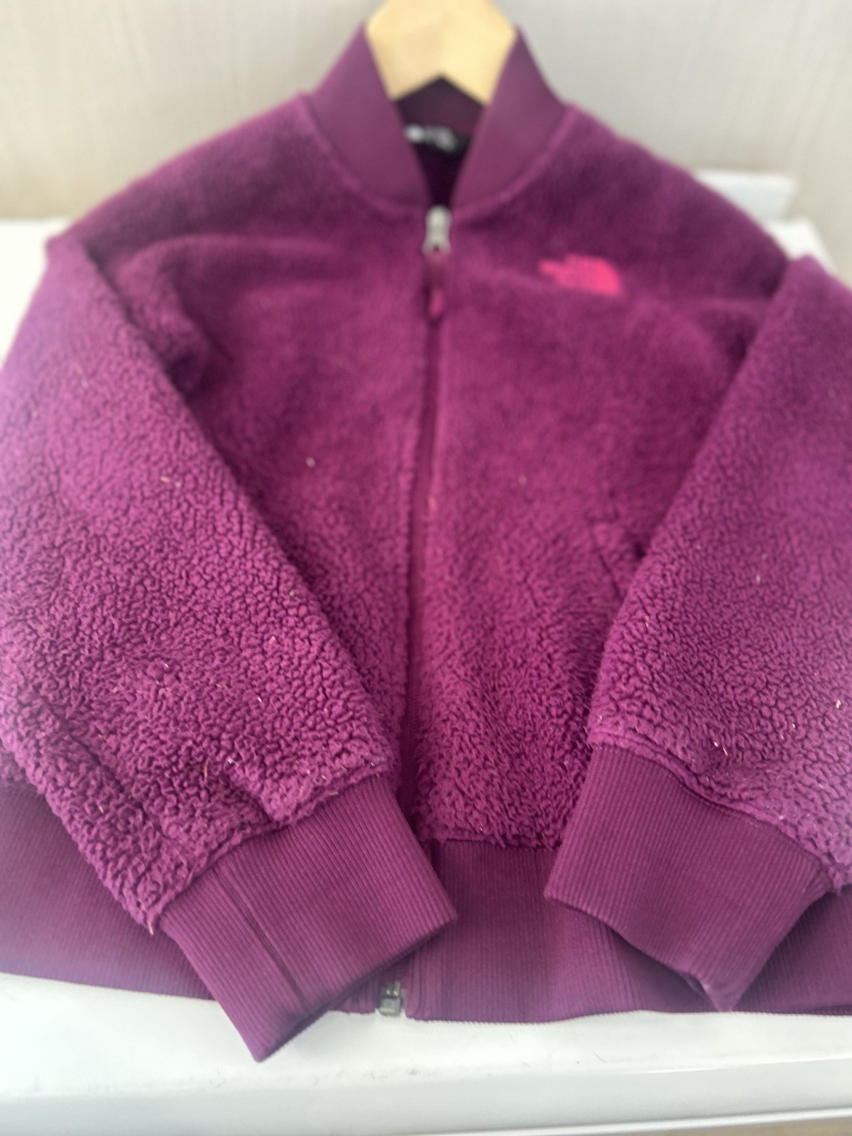 Girls THE NORTH FACE Full Zip Fleece Jacket Purple Size Medium 10/12 M #1349 thumbnail 5