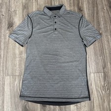 Lululemon Polo Shirt Mens S Gray Striped Golf Vented Athletic Mesh Back Tennis