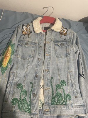 Zara Denim Embroidered Knowhere To Be Found Tiger Jacket Men s Size Small