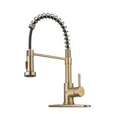 Brushed Gold Kitchen Faucet with Pull Down Sprayer, RV Brass Kitchen Faucet S...