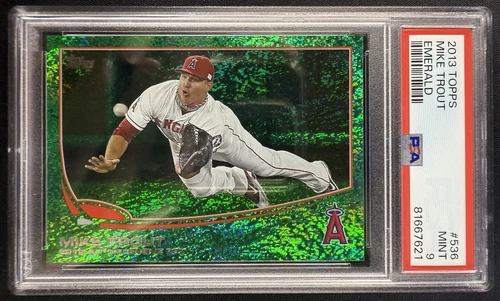 2013 Topps Mike Trout Emerald Green Sparkle #536 PSA 9 MINT Los Angeles Angels