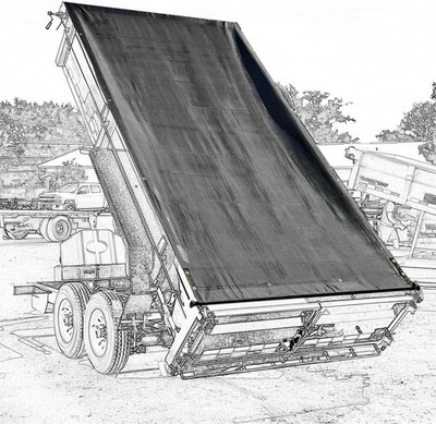 Dump Trailer Tarp 7'X16' - Heavy Duty Dump Truck Mesh Tarp with Double Pockets,R