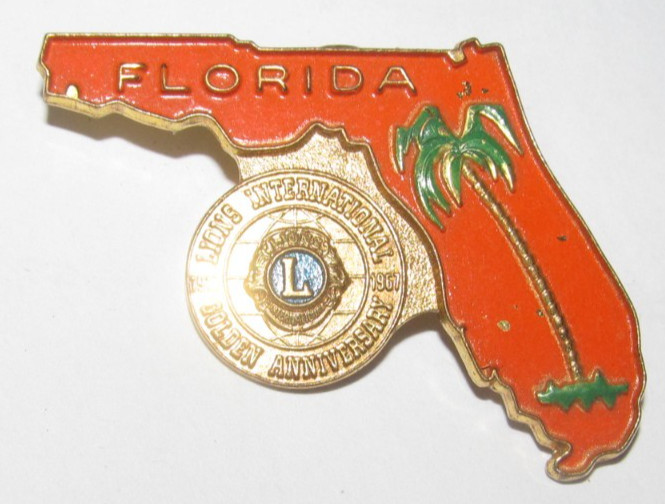 Vintage Lions Club International Golden Anniversary Attendance Pin Florida 1967