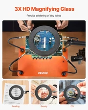 Magnetic Helping Hands Soldering Station, 4 Flexible Arms Third Hand Tool with 3