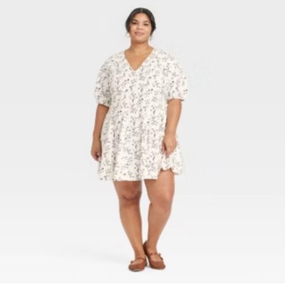 Universal Thread Women s XXL Floral Dress Short Sleeve V Neck Cotton Rayon NWOT
