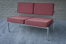 Mid Century Modern Knoll Style Hamilton Cosco Stainless Loveseat Sofa Bench 