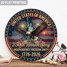 250th Anniversary Emblem United States Aluminum Sign 8 Inch Round Funny