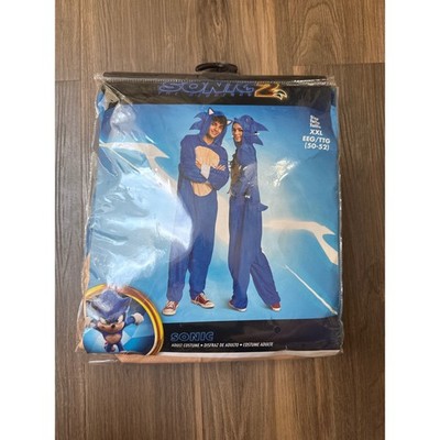 Sonic the Hedgehog 2 Costume Adult XXL Blue Hooded Jumpsuit Cosplay Sega Movie
