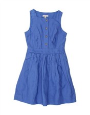 J. CREW Womens Sleeveless A-Line Dress US 00 2XS Blue Linen BJ01