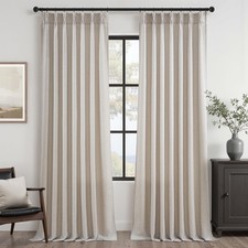 Pinch Pleated Linen Curtains 96 Inches Long for Living Room 2 Panel Set Oatme...