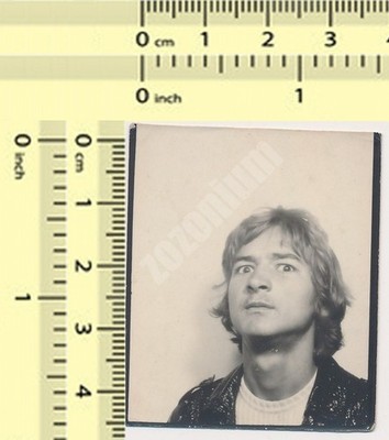 Vintage Photo Booth Portrait Teen Boy Wide-Eyed Expression c.1970s
