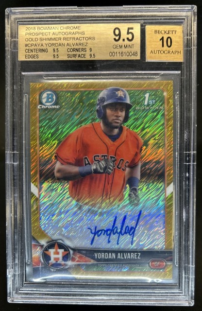 2018 Bowman Chrome Yordan Alvarez Auto Gold Shimmer Refractor #/50 BGS 9.5/10