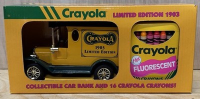 Crayola Limited Edition 1903 Diecast Car Coin Bank With 16 Fluorescent￼ Crayons