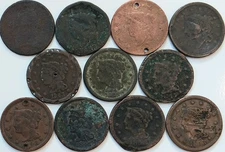 11 DIFFERENT Cull Large Cent 1c Coins Draped Bust Matron Head Braided Hair LOT 2