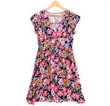 Boho Australia Womens Dress Size S Blue Pink Floral Empire Waist Shirred