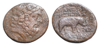 Apameia. AE 21mm 6 7g (1st century BC). Pompeian era (57/6 BC). Zeus Elephant