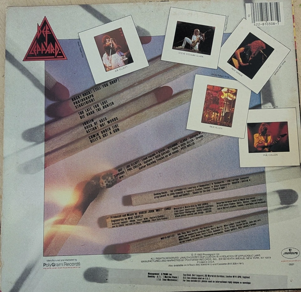 Def Leppard ‎– Pyromania - Mercury Records - 1983 - Vinyl LP - Image 4 of 4
