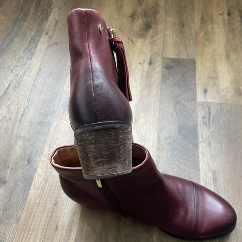 Pikolinos Women's Andorra Boots Size 41 Burgundy Leather Mid Block Heel Bootie - Picture 3 of 14
