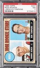 1968 TOPPS JOHNNY BENCH/RON TOMPKINS #247 REDS ROOKIES ROOKIE RC PSA 7