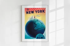 Vintage KLM To New York Travel Poster - Retro Wall Art Printable