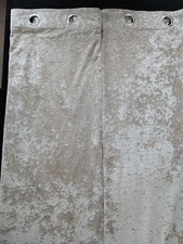 Catherine Lansfield Velvet Lined Ring Top Curtains  Natural 66in w x 72in drop