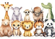 Cute Safari Animals Wall Art Poster for Kids Room Decor Fine Art Print