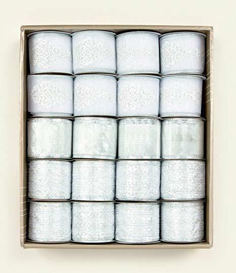 Premier Decorations 6cm x 2.7M 3 Asst Silver ribbon - Silver & White 1pc