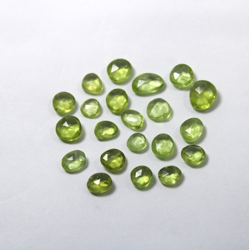 22 Carat 5x5.5-5.5x9 MM Natural Green Peridot Both Side Rose Cut 22 Piece Lot - Picture 11 of 17