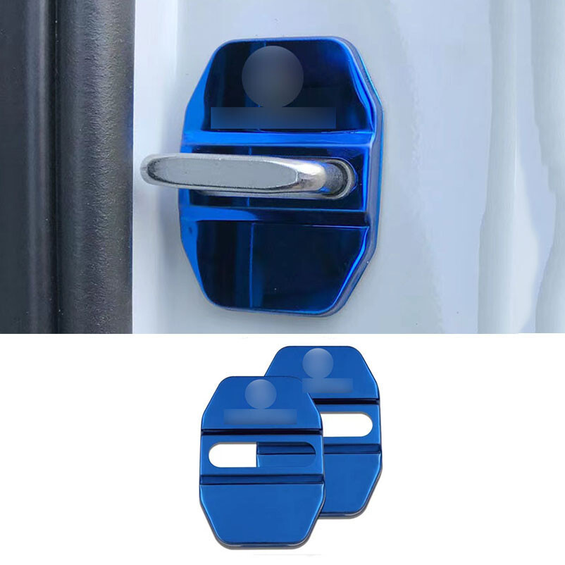 Blue 2x Stainless Steel Car Door Striker Cover Lock Buckle Cap For