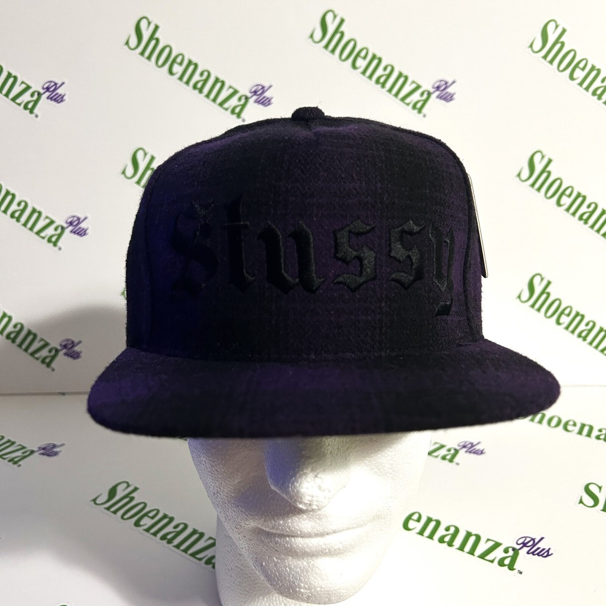 Stussy Hat Adjustable Snapback Hombre Plaid Cap Flat Brim Purple