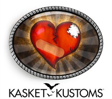 Broken Heart Belt Buckle - Grunge Love Handmade Oval Buckle - 135-6