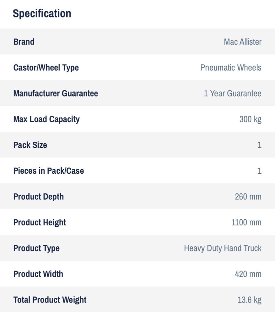 Mac Allister Heavy Duty Hand Truck Blue 3663602905479 eBay