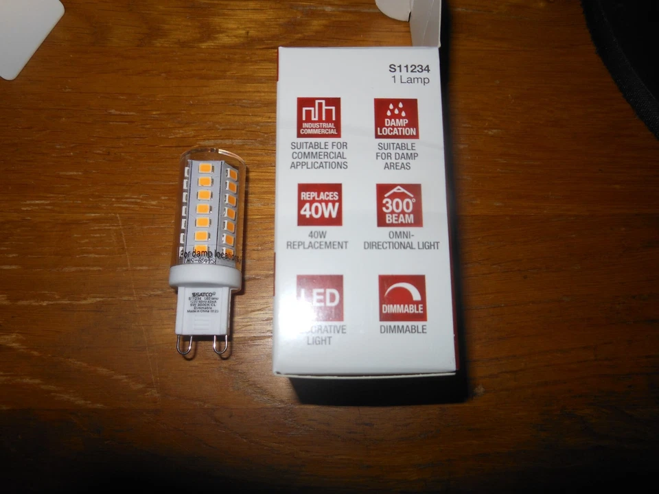 5 New Satco G-9 Pin Base 5W 3000K Dimmable LED Clear Light Bulbs Model S11234 - Image 3 of 4