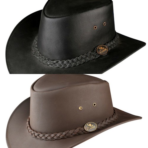 Real Distressed Leather Cowboy Hat 