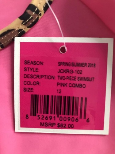 Juicy Couture Girls 12 Rash Guard Bikini 2-Piece Swimsuit Pink/Leopard Combo New - Picture 9 of 12