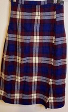 Vintage Cobra Kilt Pure Wool Ireland Plaid Blue Burgundy XS 26" Waist