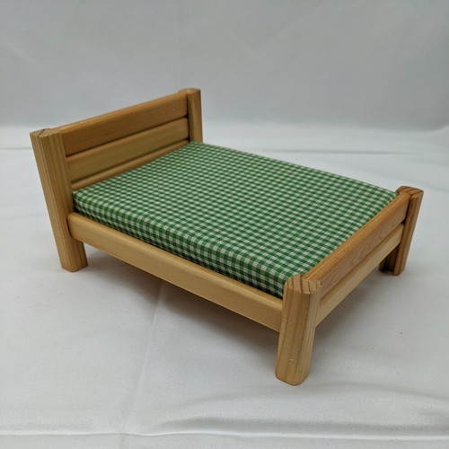 Vintage X-Acto The House Of Miniatures Double Bed Green Plaid Matress For Dolls